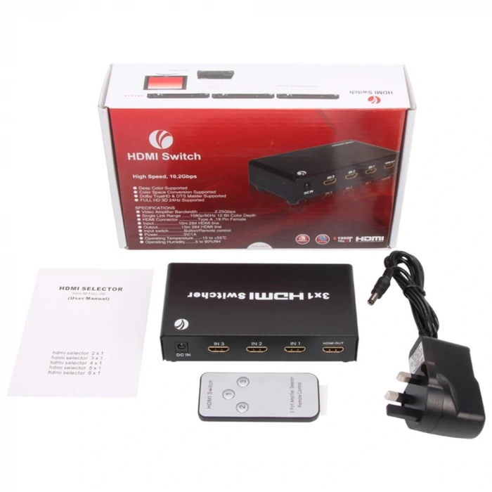 Vcom Dd433 3-1 Port 1.4v 3d Metal Hdmi Switch