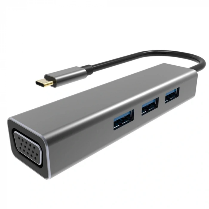 Vcom Dh319 Type-c To Usb 3.0-3 Vga Çevirici