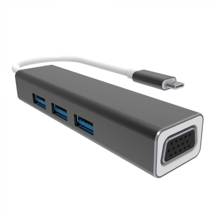 Vcom Dh319 Type-c To Usb 3.0-3 Vga Çevirici