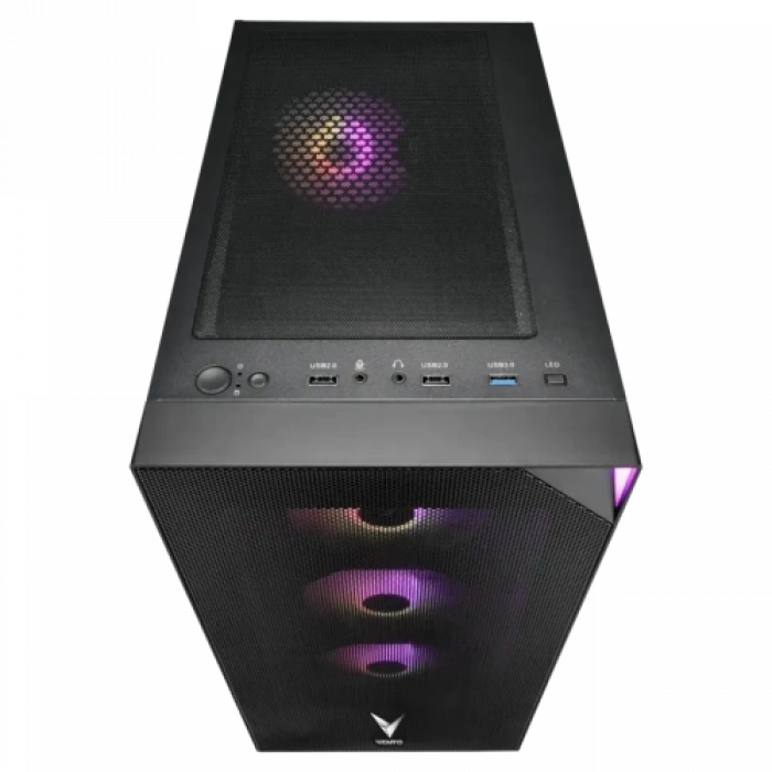 VENTO VG3400S Mid Tower, Siyah, Temperli Cam, RGB, ATX GAMING KASA (PSU YOK)