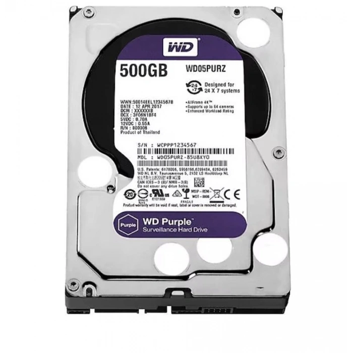 Wd 500gb Purple Wd05purz 3.5 5400 Rpm Sata 3 Harddisk