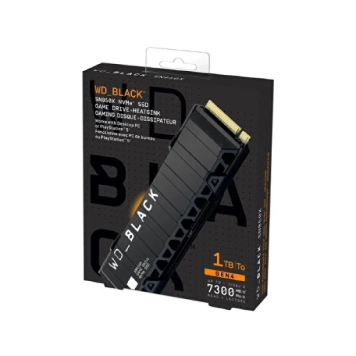 WD Black SN850X, WDS100T2XHE, 1TB, 7300/6600, Gen4, Soğutuculu, NVMe PCIe M.2 2280,  SSD