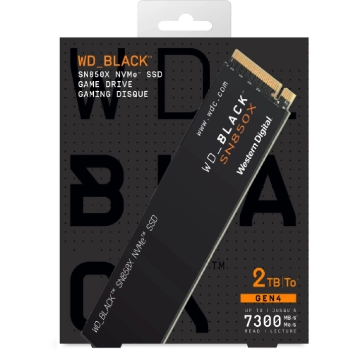WD Black SN850X, WDS200T2X0E, 2TB, 7300/6600, Gen4, NVMe PCIe M.2 2280,  SSD