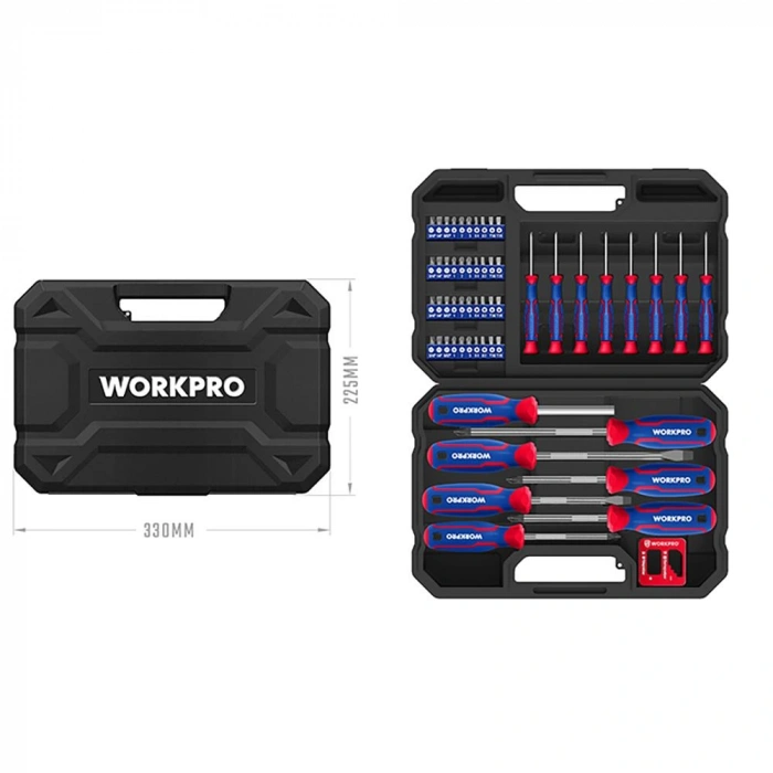 Workpro Wp200518 56 Parça Cr-v Manyetik Profesyonel Tornavida & Bits Uç Seti