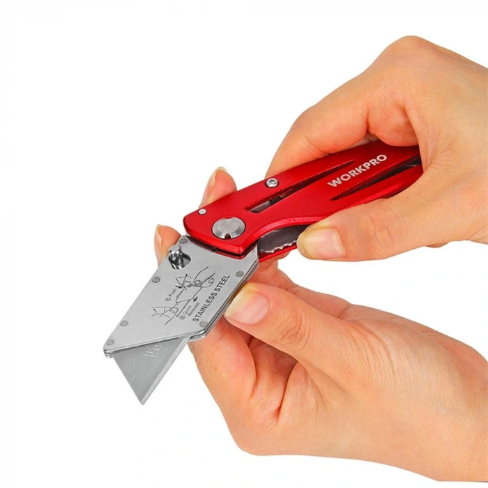Workpro Wp211003 Paslanmaz Çelik/alüminyum Gövde Katlanır Rötuş Maket Bıçağı
