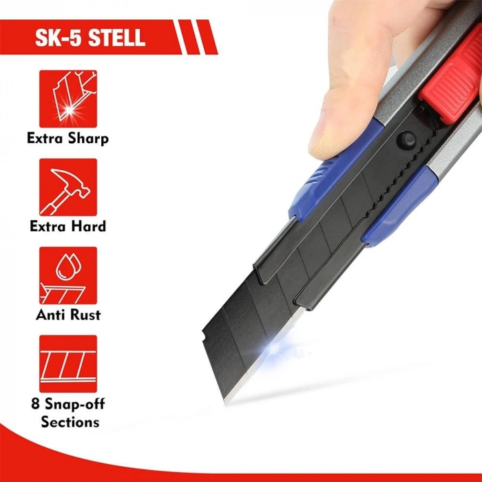 Workpro Wp212022 18mm Ağır Hizmet Alüminyum Kasa Maket Bıçağı + 10 Adet Yedek Bıçak