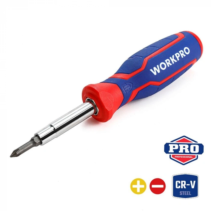 Workpro Wp221046 6-ın-1 Profesyonel Çok Fonksiyonlu Değişken Uçlu Tornavida Seti