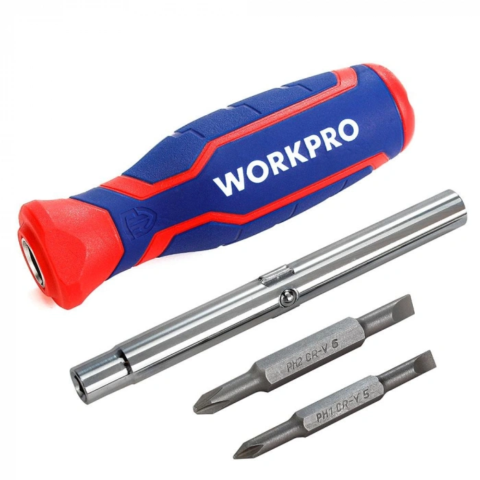 Workpro Wp221046 6-ın-1 Profesyonel Çok Fonksiyonlu Değişken Uçlu Tornavida Seti