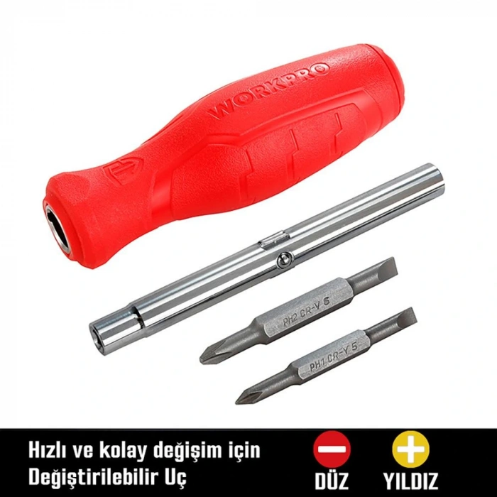 Workpro Wp221066 6-ın-1 Çok Fonksiyonlu Değişken Uçlu Profesyonel Tornavida Seti