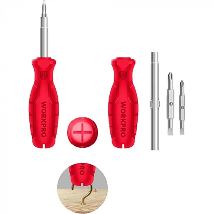 Workpro Wp221066 6-ın-1 Çok Fonksiyonlu Değişken Uçlu Profesyonel Tornavida Seti