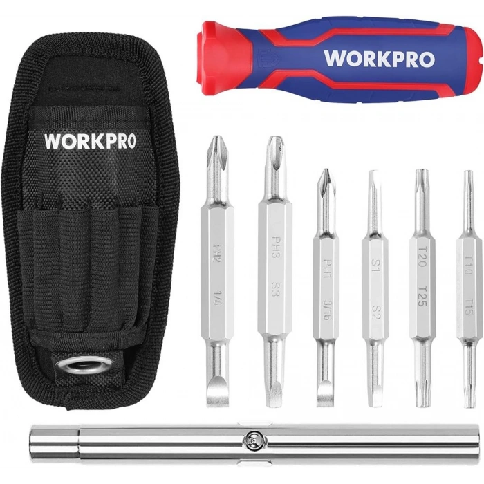 Workpro Wp221306 15-ın-1 Çok Fonksiyonlu Değişken Uçlu Profesyonel Tornavida Seti + Bel Askı Kılıfı