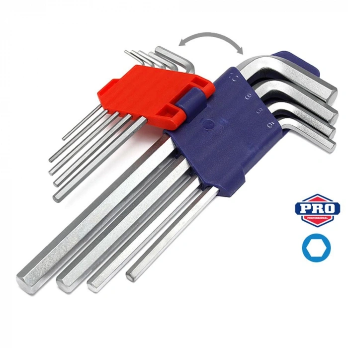 Workpro Wp222004 9 Parça Cr-v Uzun Boy Metrik Profesyonel Allen Anahtar Takımı