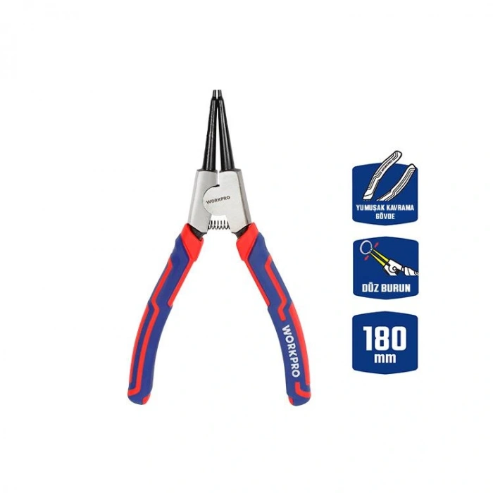 Workpro Wp231150 180mm Cr-v Düz Yaylı Profesyonel Dış Segman Pensesi
