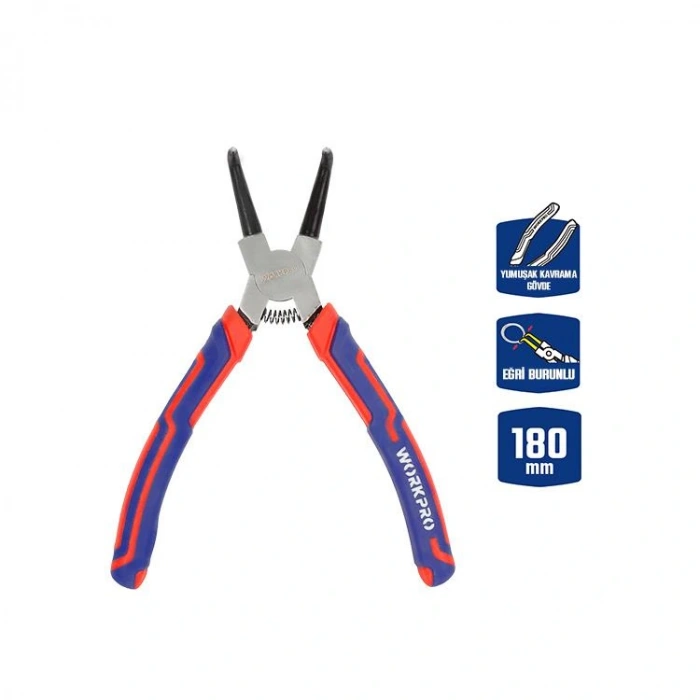 Workpro Wp231153 180mm Cr-v Eğri Uçlu Yaylı Profesyonel Dış Segman Pensesi