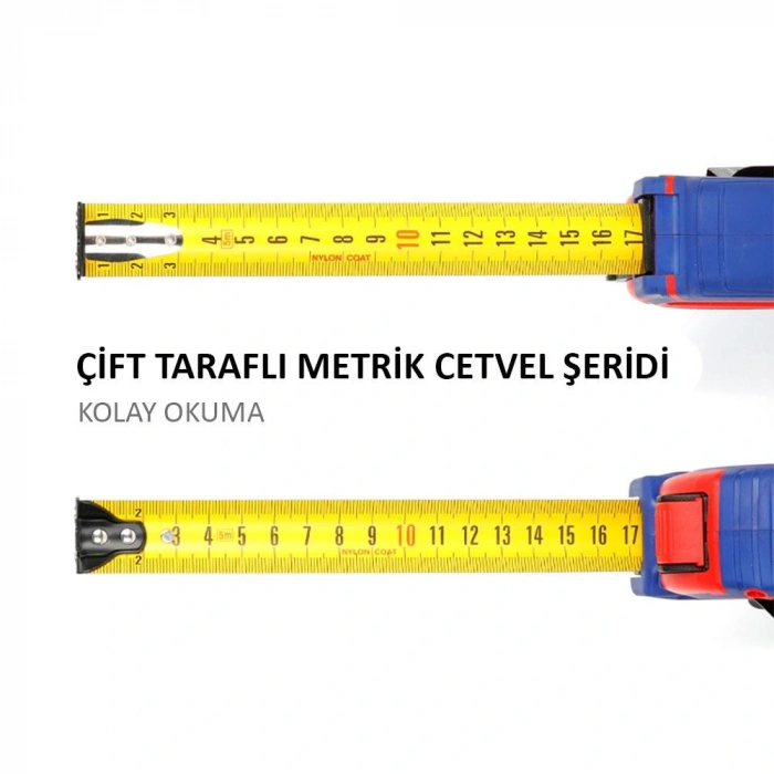 Workpro Wp261044 8mx25mm Naylon Kaplama Sarı Çift Taraflı Manyetik Çelik Şerit Metre