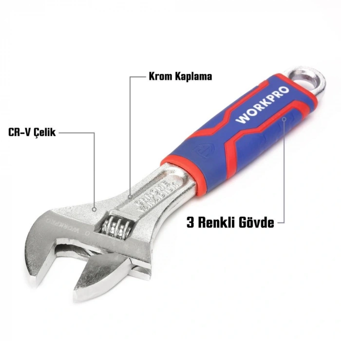 Workpro Wp272011 200mm Cr-v Profesyonel Kurbağacık Anahtar
