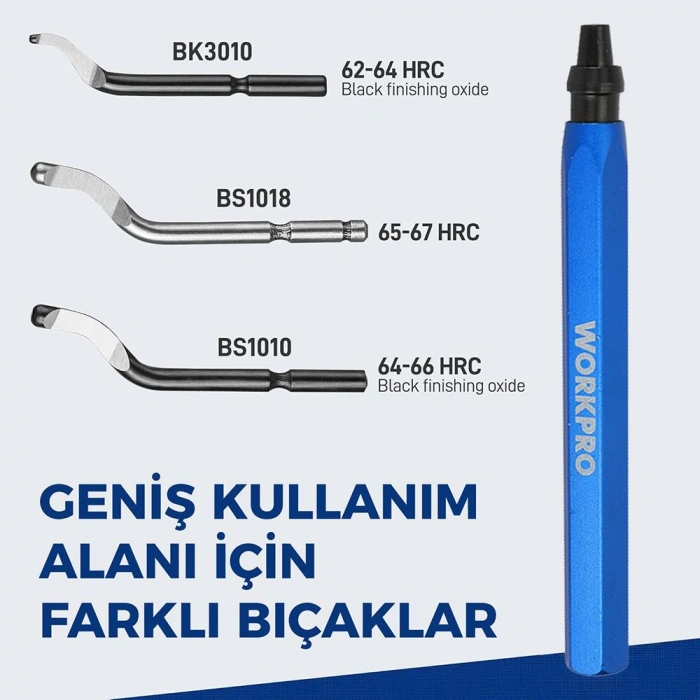Workpro Wp309010 Profesyonel Çapak Temizleme Kalemi + 3 Parça Bıçak