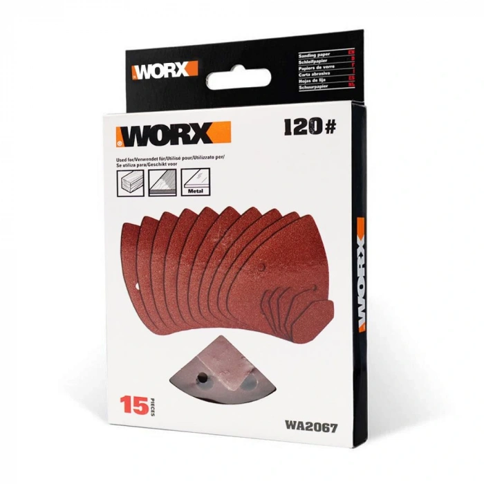 Worx Wa2067 140x90mm 120 Kum, 15 Adet Cırtlı Universal Mouse Zımpara Kâğıdı