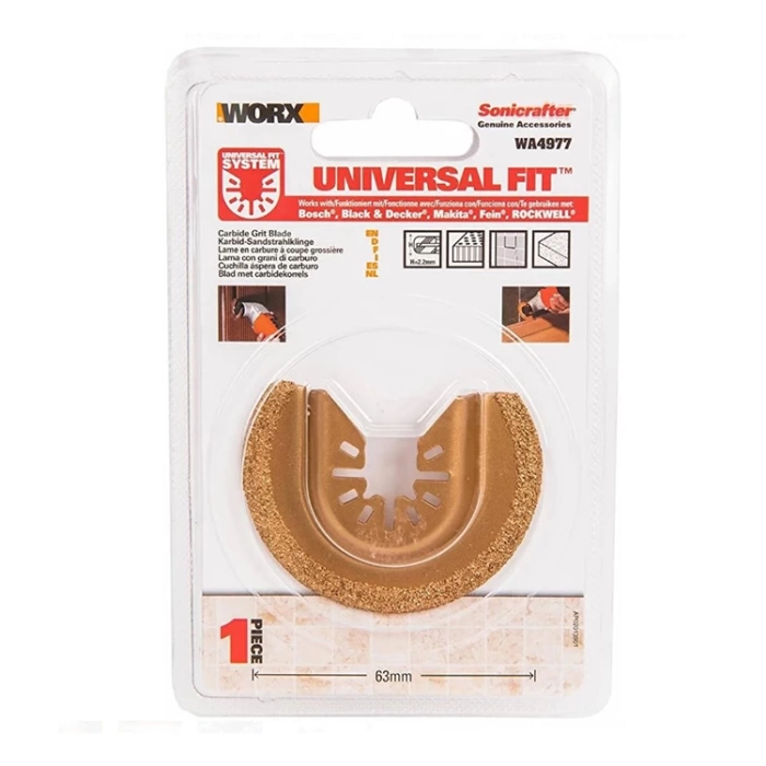 WORX WA4977 Çok Amaçlı Raspalama Makinası İçin 63mm 180˚ Beton, Fayans Derz Arası Universal Temizleme/Kesme Karbür Bıçağı