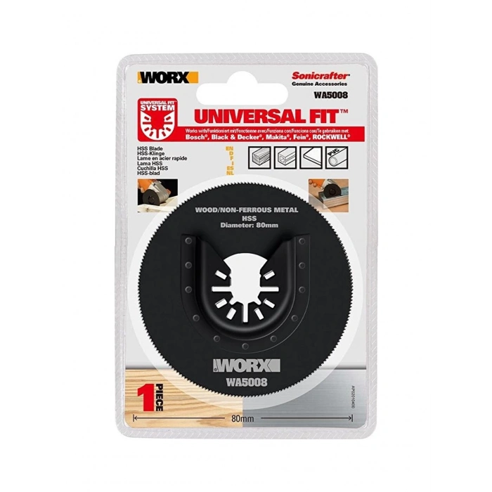 WORX WA5008 Çok Amaçlı Raspalama Makinası İçin 80mm 360˚ Metal, Ahşap, Fiberglas, PVC Universal Kesme Bıçağı
