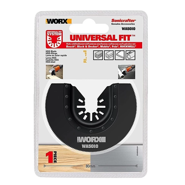 WORX WA5010 Çok Amaçlı Raspalama Makinası İçin 80mm 180˚ Metal, Ahşap, Fiberglas, PVC Universal Kesme Bıçağ