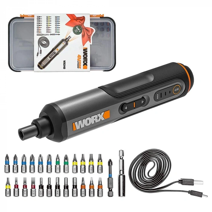 Worx Wx240 4volt/1.5ah. Li-ion Akıllı Şarjlı Tornavida + 26 Adet Bits Uç