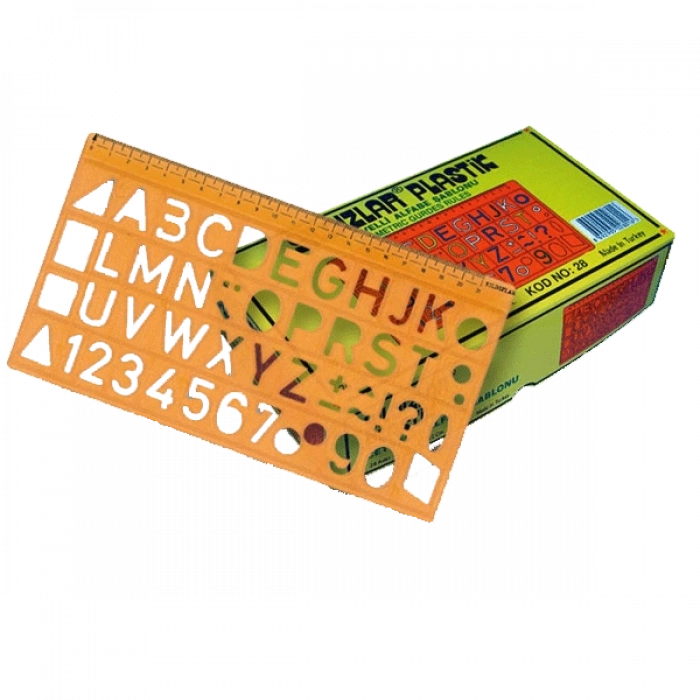 Yıldızlar Yazı Şablonu Harf Cetvelli Geniş 22 Cm 28