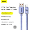 Baseus CAJY000405 1.2mt Crystal Cable USB-A to Type-C Fast Charge Data Cable 100W 5A1.2M-Purple