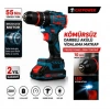Catpower 1050 Kömürsüz Darbeli Şarjlı Matkap Vidalama 20v 2.0ah 55 Nm Brushless Çift Akülü 70 Parça