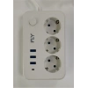 Fly 3406-01 3lü Anahtarlı 2.1a 3usb Şarj Çıkışı 2mt Anahtarlı  Akım Korumalı Priz Çocuk Koruması