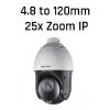 HIKVISION DS-2DE4425IW-DE, 4Mpix, 4,8-120mm Lens, 25X Optik Zoom, 100Mt Gece Görüşü, SD Kart, PoE, Ses Giriş Çıkış, H265+, Speed Dome PTZ IP Kamera (Ayak Dahil)