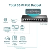 TP-LINK TL-SF1009P, 8 Port, MegaBit, PoE 65W, 1 Port Uplink, Yönetilemez, Metal Kasa, Masaüstü Switch