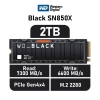WD Black SN850X, WDS200T2XHE, 2TB, 7300/6600, Gen4, Soğutuculu, NVMe PCIe M.2 2280,  SSD