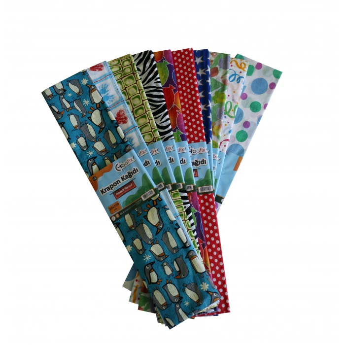 Bafix Krapon Kağıdı 10 Lu 50x200 Cm Karışık Renk Desenli
