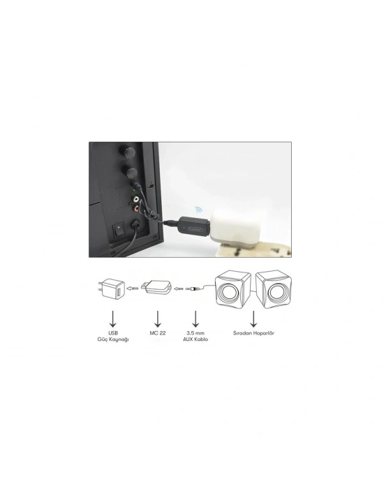 Earldom M22 Bluetooth 5.0 Usb Aux Dönüştürücü - Siyah