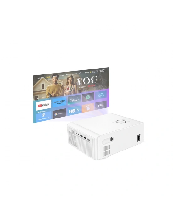 Hoco. DT3 Smart Elektrik Otomatik Odaklanma Özellikli 1080P Android Wifi Kablolu Projeksiyon Cihazı - Beyaz