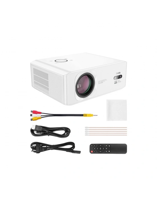 Hoco. DT3 Smart Elektrik Otomatik Odaklanma Özellikli 1080P Android Wifi Kablolu Projeksiyon Cihazı - Beyaz