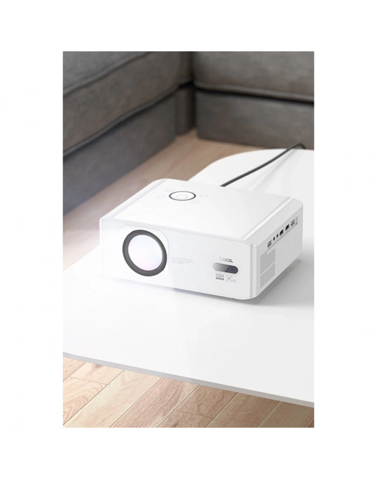 Hoco. DT3 Smart Elektrik Otomatik Odaklanma Özellikli 1080P Android Wifi Kablolu Projeksiyon Cihazı - Beyaz