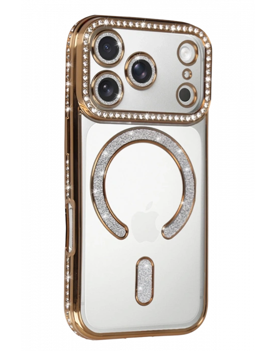 Newface Apple iPhone 17 Pro Max Joke Simli Magneticsafe Kılıf - Gold