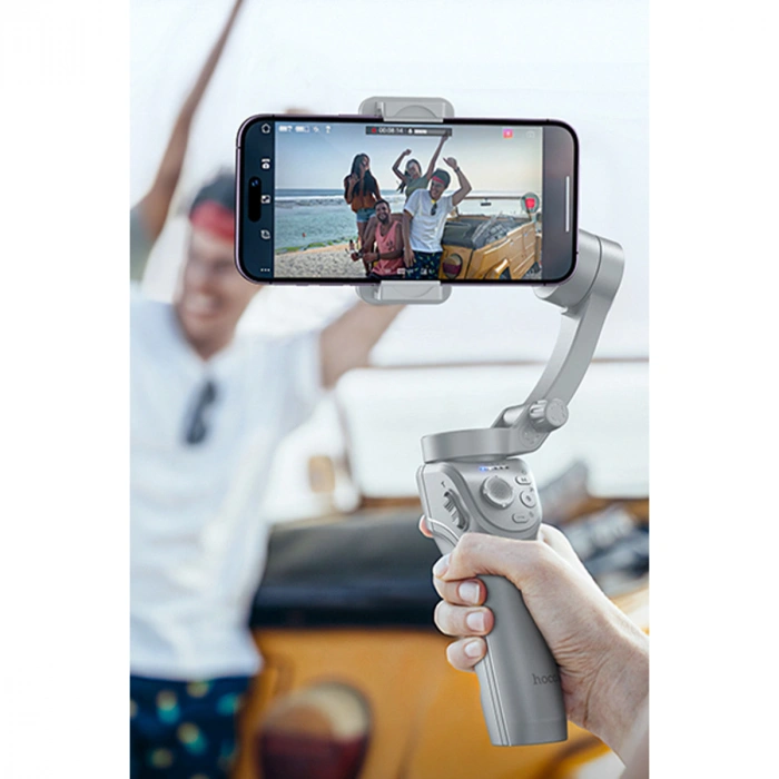 Hoco. K24 360 Derece Otomatik Yüz Takipli Tripodlu Akıllı Selfie Gimbal - Gri