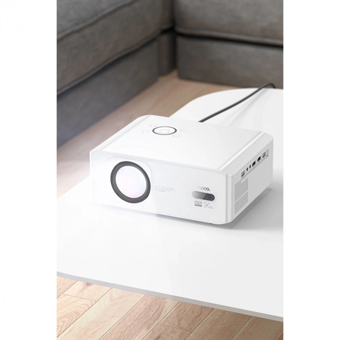 Hoco. DT3 Smart Elektrik Otomatik Odaklanma Özellikli 1080P Android Wifi Kablolu Projeksiyon Cihazı - Beyaz