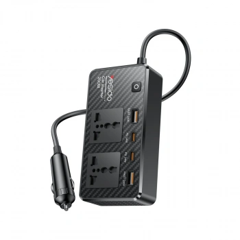 Yesido VC07 200W AC 220V Çıkışlı PD Destekli 4 Portlu Araç İçi Güç Dönüştürücü - Siyah