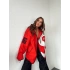 Polarlı Oversize Hırka-KIRMIZI