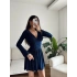 Pileli Kruvaze Şortlu Elbise - LACİVERT