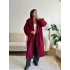 Beli Kuşaklı Kaşe Kaban - BORDO