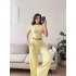 Yan Büzgü Pantolon Takım - SARI