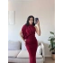 Tek Omuz Drapeli Elbise - BORDO
