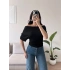 Kayık Yaka Bluz - SİYAH