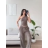 Tek Omuz Crop & Pantolon Takım - VİZON