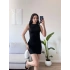 Drapeli Mini Elbise - SİYAH
